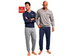 Pyjama LE JOGGER Gr. 44/46 (S), blau (marine, grau, meliert) Herren Homewear-Sets Pyjamas von Le Jogger