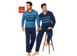 Pyjama LE JOGGER Gr. 56/58 (XL), blau (blau, marine) Herren Homewear-Sets Pyjamas von Le Jogger