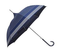 Le Monde du Regenschirm – Dänisches Design – Regenschirm mit langem Gehstock für Damen mit einem schönen cremefarbenen Aufdruck, 58 cm, Blau von Le Monde du Parapluie