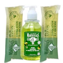 Le Petit Marseillais Flüssigseife pur Savon Olive 300 ml + 2 x 250 ml Nachfüllpack Flüssigseife Olive aus Frankreich von Le Petit Marseillais