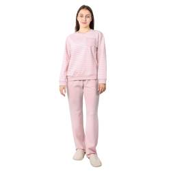 Le Tyerisa Pyjama für Damen mit Streifen Winter Schlafanzug Zweiteiliger Langärmelige Oberteile und Hosen Warme Nachtwäsche Superweicher Hausanzug Rosa M von Le Tyerisa