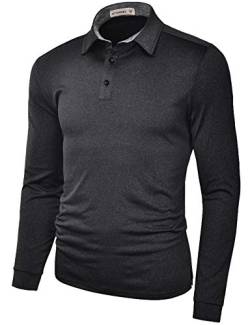 Le Vonfort Polo-Shirts für Herren, langärmelig, Golf-Shirts, Dri-Fit, sportliche Leistung, Fitnessstudio, Tenniskleidung für Arbeit - Schwarz - XX-Large von Le Vonfort