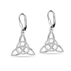 LeCalla 925 Sterling Silber Keltischer Knoten Ohrringe Glück Irische Dreifaltigkeit Keltischer Knoten Dreieck Vintage Tropfen-Ohrringe für Frauen - 30MM von LeCalla