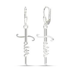 LeCalla 925 Sterling Silber leichte christliche klassische Leverback Faith Cross Dangle Drop Ohrringe für Frauen von LeCalla