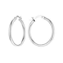 LeCalla Sterling Silber Schmuck 25 MM italienische Band-Ohrring für Frauen von LeCalla