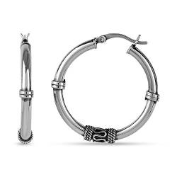 LeCalla Sterling Silber Schmuck Bali Hoop Click-Top Ohrringe für Frauen 22 MM von LeCalla