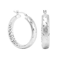 LeCalla Sterling Silber Schmuck Diamant-Schliff Hoop Ohrring für Frauen von LeCalla