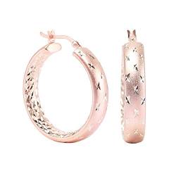 LeCalla Sterling Silber Schmuck Rosenvergoldet Diamant-Schliff Reifen-Ohrring für Frauen 30MM von LeCalla