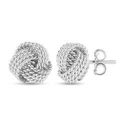 LeCalla Sterling Silver Jewelry Italian Design Diamond-Cut Wire Love Knot Stud Earrings for Women 10mm von LeCalla