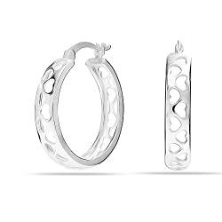 LeCalla Sterling Silver Jewelry KLEINES Herz Filigrane Leichte Creolen mit Klickverschluss für Damen s von LeCalla