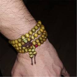 1 Pc Männer Armband 108 Perlen Tibetisch-buddhistische Gebet Rosenkranz Mala Meditation Blume des Lebens Glück Holz Armband-grün von LeGDOr