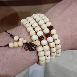 1 Pc Männer Armband 108 Perlen Tibetisch-buddhistische Gebet Rosenkranz Mala Meditation Blume des Lebens Glück Holz Armband-weiß von LeGDOr