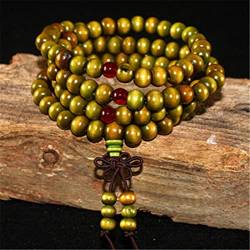 LeGDOr 1 Stück 2-lagiges Sandelholzperlen-Seilweben-Rosenkranz-Armband für Männer, Weben von Buddha-Naturholz-Perlen-Chakra-Armband-grün von LeGDOr