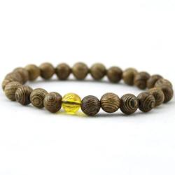 LeGDOr 1 Stück Naturholz-Armband, Flügel aus Holz, Perlenarmbänder, Sechste Mantra-Perlen, Armbänder für Männer, Orange von LeGDOr