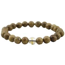 LeGDOr 1 Stück Naturholz-Armband, Flügel aus Holz, Perlenarmbänder, sechste Mantra-Perlen, Armbänder für Männer, weiß von LeGDOr