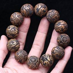 LeGDOr 1 Stück Naturholzarmband Tibetischer Buddhismus Perlen Gold Holz Männer Glückstier Perlen-Millettia Laurentii von LeGDOr