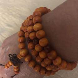 Pc Männer Armband 108 Perlen Tibetisch-buddhistische Gebet Rosenkranz Mala Meditation Blume des Lebens Glück Holz Armband-gelb von LeGDOr