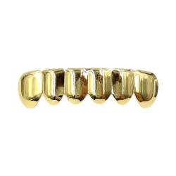 LeKing Vergoldeter Zahn, Vergoldeter Hiphop-Zahn | Grillz Caps Hiphop Zahn,Verkupferte goldene Zahnkappen Party für Cosplay-Kostüme, tragbare Weihnachts-Mund-Grillz-Geschenke von LeKing