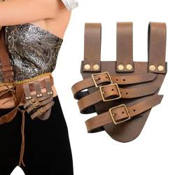 Scheidenhalter - Cosplay Riemen Leder Retro verstellbar - Mittelalterlicher Wikinger-Gürtel für Ritter-Krieger-Piraten-Cosplay, Retro-Mittelalter-Holster, brauner Wikinger-Gürtel für Männer Leking von LeKing