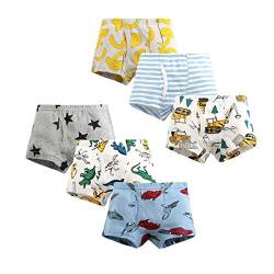 LeQeZe Jungen Boxershorts Unterhosen 6er-Pack Kinder Unterhose Dinosaurier Baumwolle Unterwäsche Größe 122-128 von LeQeZe