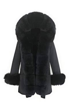 Lea Marie Bubble PARKA XXL Kragen aus 100% ECHTPELZ ECHTFELL Jacke Mantel Pelztresse (Schwarz, XL) von Lea Marie