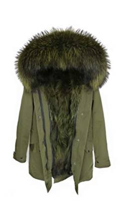 Lea Marie Damen Luxury PARKA XXL Kragen aus 100% ECHTPELZ ECHTFELL Jacke Mantel Fuchspelz Innenfutter (S, Camouflage) von Lea Marie