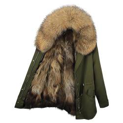 Lea Marie Herren Luxury PARKA XXL Kragen aus 100% ECHTPELZ ECHTFELL Jacke Männer Mantel Fuchspelz Innenfutter (Grün, 52) von Lea Marie