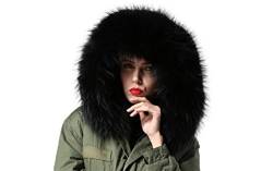 Lea Marie XXL Pelzkragen Fellkragen Kapuze Parka Schal Mantel 11 Farben (Schwarz) von Lea Marie