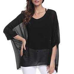 LeaLac Chiffon Böhmen Blusen Damen Boehmen Blumen Bluse Damen Boho Bluse Batwing Damenbluse 3/4 Armel Chiffon Bluse T-Shirt Fledermaus ED-Bianfu-305 von LeaLac