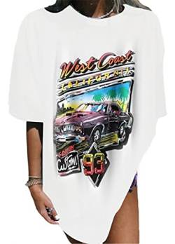 LeaLac Oversized T Shirt Damen Sommer Sachen Big Shirt Damen Teenager Kleidung Coole T Shirts für Teenager Mädchen Tops Gym Pump Cover T Shirt LDE18-325-weiß-L von LeaLac