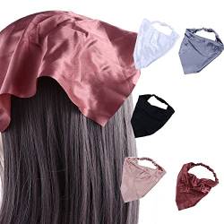 Leadigol 5 Stück elastische Satin-Haarschal-Stirnbänder, Dreieck-Haarschal, elastische Kopfbedeckung, Kopftuch, Kopftuch, Haarbänder, seidiger Satin-Haarschmuck, Haarband, Turban von Leadigol