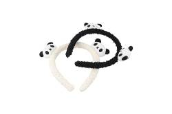 Leadigol Panda-Haarnadel-Ohr-Stirnband-Set, Panda-Haar-Set, Plüschpuppen-Haargummis, Stirnband, Make-up-Haarspangen, Plüsch-Panda-Stirnband, Cartoon-Schmuck, Haar-Accessoires (schwarz und weiß) von Leadigol