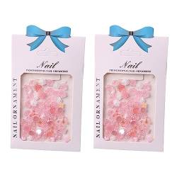 2 Beutel Nagel Ornament DIY Handwerk Atemberaubender visueller Effekt Schöne 3D Rose Form Nagel Schmuck Pink von Leadrop