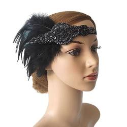 Damen-Stirnband, Haarschmuck, helle Farbe, gute Elastizität, Fransen-Stirnband, kompatibel mit Performance, Schwarz von Leadrop