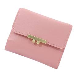 Kunstleder Geldbörse Slim Coin Purs Tri-fold mit mehreren Kartenfächern Tasche Durable Damen Geld Tasche Druckknopf Verschluss Wasserdicht, rose, Einheitsgröße von Leadrop