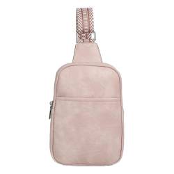 Messenger Bag Crossbody Fanny Pack with Zipper Large Capacity Wear Resistant Faux Leather Small Sling Bag Chest Bag for Women, rose, Einheitsgröße von Leadrop