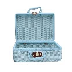 Vintage Rattan Woven Storage Case Makeup Holder Suitcase Sundries Organizer Box von Leadrop