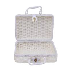 Vintage Rattan Woven Storage Case Makeup Holder Suitcase Sundries Organizer Box von Leadrop