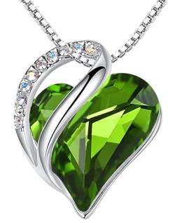 Leafael Birthstone Halskette für Damen, Halskette für Frauen mit heilenden Kristallen, Peridotgrün für August, Allergiefreie kette damen mit Geschenkbox inklusive von Leafael