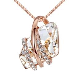 Leafael Wunschstein Halskette Damen, Halsketten für Frauen mit Geburtsstein Kristalle, Schmuck für Frauen mit Geschenk-Box, Allergie-frei Geburtsstein kette damen, Anhänger Silber-Ton oder Rose Gold von Leafael