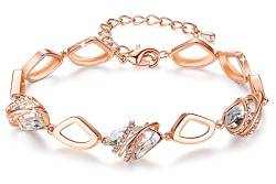 Leafael Wunschstein Kristall Link Charme Armband Damen, Geburtsstein Armbänder mit Heilung Kristalle, Schmuck Damen mit Geschenkbox, Silber-Ton oder Rose Gold plattiert Armbänder für Frauen von Leafael