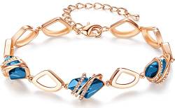 Leafael Wunschstein Kristall Link Charme Armband Damen, Geburtsstein Armbänder mit Heilung Kristalle, Schmuck Damen mit Geschenkbox, Silber-Ton oder Rose Gold plattiert Armbänder für Frauen von Leafael