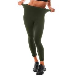 Leafigure Leggings Damen High Waist - Leggins Blickdicht Armeegrün für Sport Gym Yoga L-XL von Leafigure