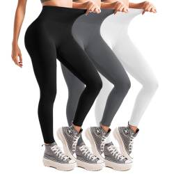 Leafigure Leggings Damen High Waist Leggins für Sport Gym Yoga 3 Packs 3Colors-SM von Leafigure