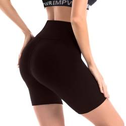 Leafigure Leggings Radlerhose Damen， High Waisted Blickdichte Kurze Sporthose Leggings Damen für Sport Yoga Gym Dunkles Curry XXL von Leafigure