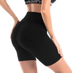 Leafigure Leggings Radlerhose Damen， High Waisted Blickdichte Kurze Leggings Damen für Sport Yoga Gym Schwarze XXL von Leafigure