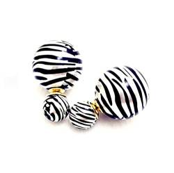 LeahMaria Doppel perlen Ohrstecker vorne hinten Kugel Multifunktional Ohrringe im Tiermuster (Zebra) von LeahMaria