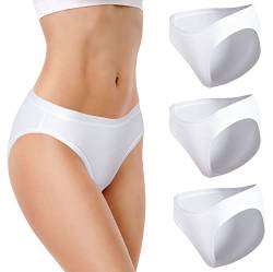 Leamel 3er-Pack weiche Bikinihöschen für Frauen Baumwolle Modal Unterwäsche Bikini Slips Multipack Damen Unterhosen Höschen, 3 Packungen, weiß, 42 von Leamel