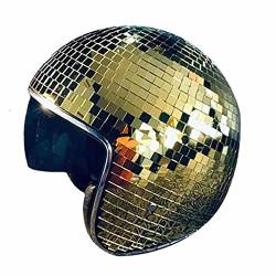 LearnLyrics Disco-Kostüm-Helm, Disco-Kugel-Helm mit einziehbarem Visier, Dj Full Classic Ultimate Disco-Kugel-Helm, Glitzerspiegel-Disco-Kugel-Hut, Kopfbedeckung, Party-Dekoration für Neuheitsgeschenk von LearnLyrics