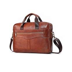 LederleiterEU Aktentasche Herren Leder Business Ledertasche 14 Zoll Laptoptasche für Männer Arbeitstasche Groß Bürotasche in Braun von Leathario